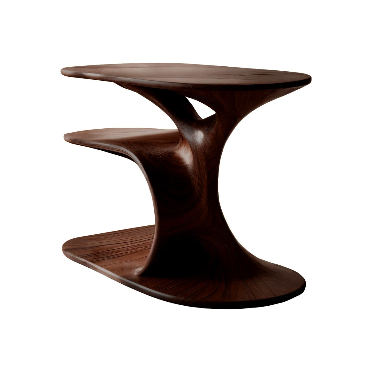 Audelle Fluid Form Solid Wood Record Player Stand