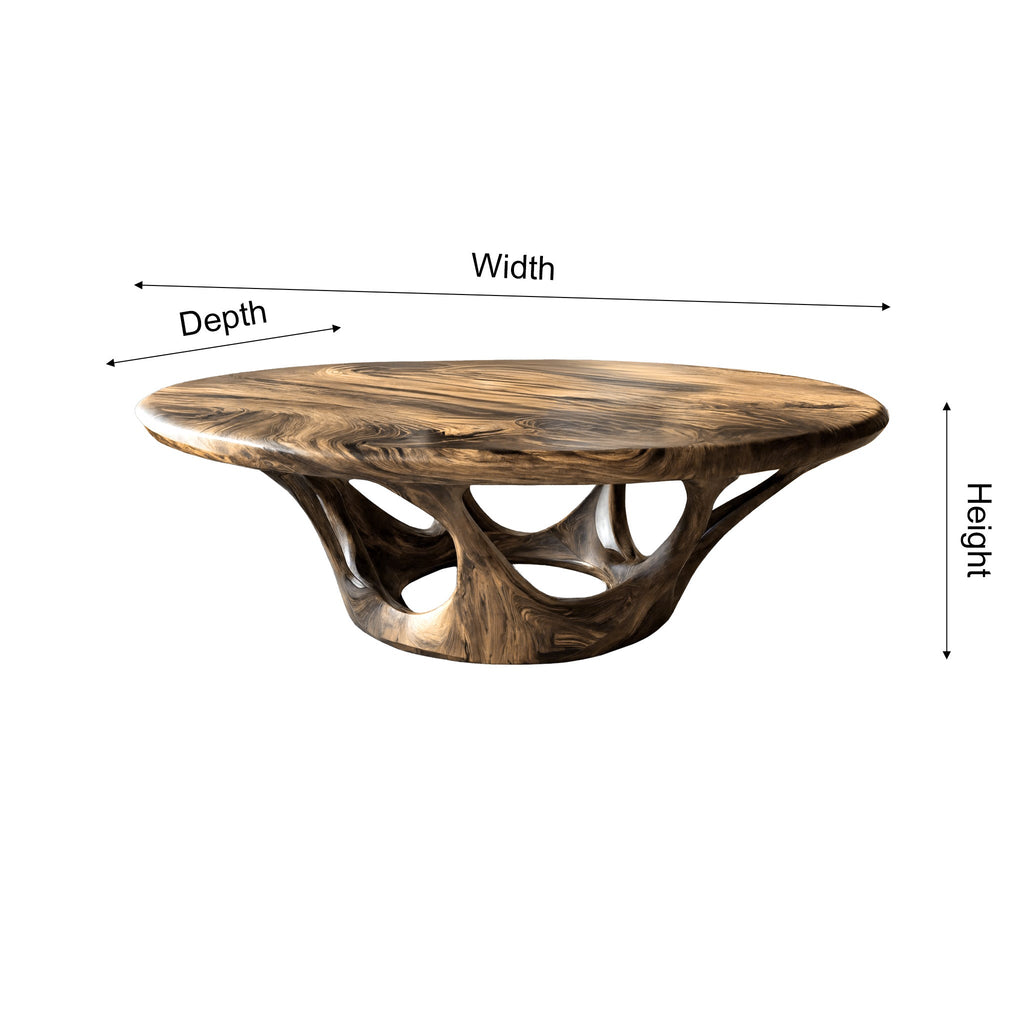 Kavryn Sculpted Solid Wood Round Coffee Table