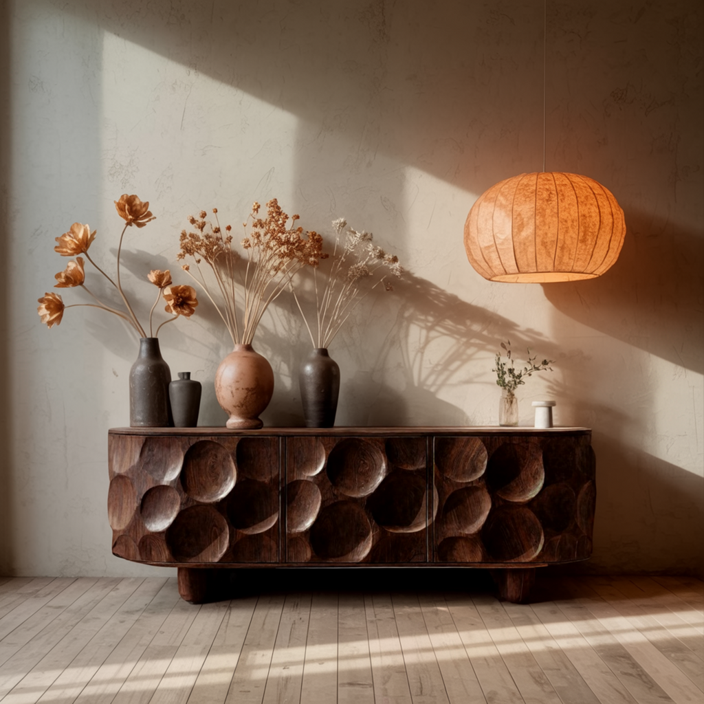 Orva Sculpted Solid Wood Sideboard Cabinet